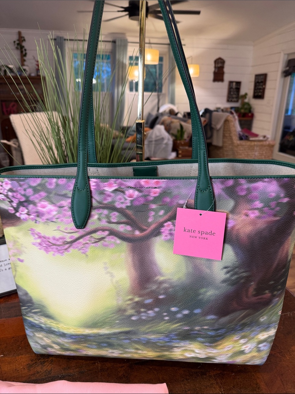 kate spade x Disney Bambi Print Tote with Green Handles - Picture 6 of 14